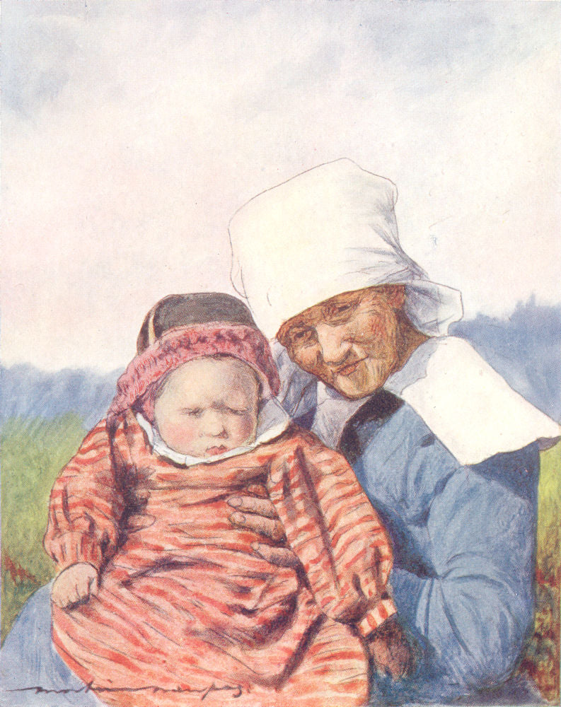 FINISTERE BRITTANY BRETAGNE. Grandmere 1905 old antique vintage print picture